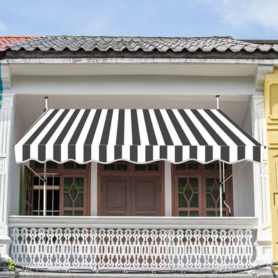 Obrázek produktu pro Jiubiaz balkonová markýza se sklopným ramenem markýza se svorkou markýza sluneční markýza balkon 2M, bílá šedá