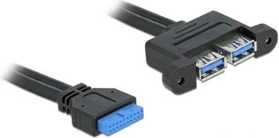 Produktbild von DeLOCK 82941, 0,45 m, 2 x USB A, USB 3.2 Gen 1 (3.1 Gen 1), Weiblich/Weiblich, 5 Gbit/s, Blau
