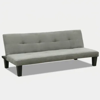 Produktbild von 2- Sitzer Mikrofasersofa Klappsofa Schlafsofa mit Onyx-Füßen für Wohn- und Gästezimmer - Grau