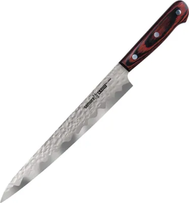 Produktbild von Samura KAIJU Profi Tranchiermesser ultra-scharf, groß, aus japanisch AUS 8 Stahl, gehämmert, 24 cm Klinge, Pakka-Holz Handgriff, Kochmesser, Filetiermesser