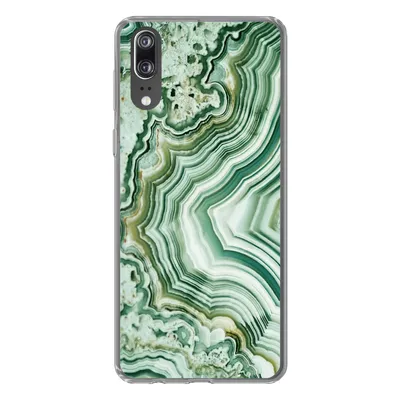 Produktbild von MuchoWow® Handyhülle Schutzhülle Hülle für Huawei P20 Natursteine - Grün - Gesteine und Mineralien Silikon Softcase Handy Hülle - Hardcover