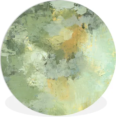 Produktbild von MuchoWow® Rundes Wandbild - Runde Bilder Ölgemälde grün Ø 60 cm Kreis Wanddekoration Kunststoff - Wandkreis - Wandschmuck - Wand Kreis - Das Schlafzimmer - Die Bilder - Wandmalerei - Kunst für das Haus - das Plastik