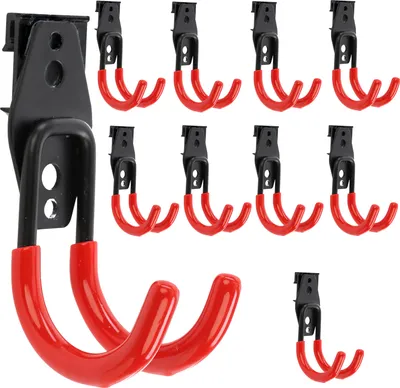 Produktbild von Set 10 Stck. Werkzeugwand Haken von BOTLE, Werkzeughaken, für Elektrowerkzeuge, U-förmig 7cm, stabil mit PVC-Ummantelung, für Garage, Schuppen, Haken für Kleide und Farbrolle, Doppelhaken, Tragkraft bis 40 kg