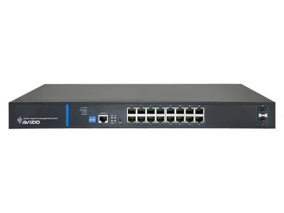 Obrázok produktu pre AVIZIO Switch 16x RJ45 PoE 1Gb/s + 2x SFP Uplink 1Gb/s + 1 RJ45 konzolový port