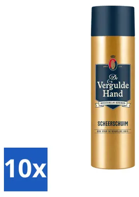Imagen del producto de 10 envases de espuma de afeitar De Vergulde Hand, 250 ml cada uno. Paquete económico con 10 unidades