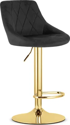 Image de Tabouret De Bar - Leobert - Kast - Velours Noir/Base Dorée