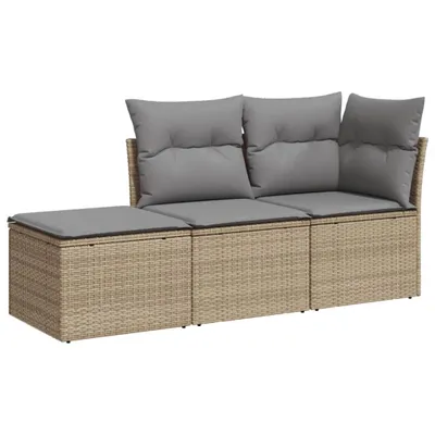 Produktbild von vidaXL 3-tlg. Garten-Sofagarnitur mit Kissen Beige Poly Rattan