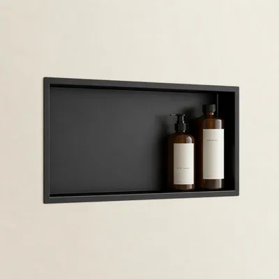 Produktbild von doporro Duschnische Wandnische Bad Schwarz 30cm x 60cm x 8,3cm, Duschablage befliesbar aus Edelstahl, Duschregal Unterputz-Montage
