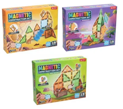 Immagine prodotto di Set di costruzioni magnetiche Toi-Toys "Animali della fattoria" - Giocattolo da 19 pezzi