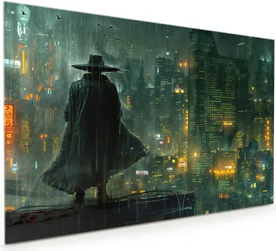 Produktbild von Küchenrückwand Spritzschutz Glas mit Motiv Regenmantel Stadt 40 x 40 cm