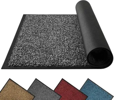 Immagine prodotto di Tappetino antiscivolo Unyqoos® per catturare lo sporco, 90 x 150 cm, grigio/nero – lavabile, antiscivolo (con base in gomma), resistente e altamente assorbente, realizzato in polipropilene