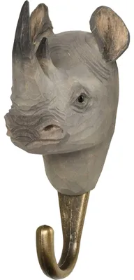 Produktbild von Wildlife Garden Decohook Wandhaken Nashorn (handgeschnitzt)