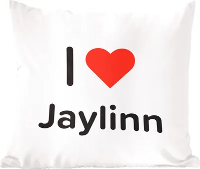 Produktbild von MuchoWow® Zierkissen Sofakissen Wohnzimmer Dekokissen 60x60 cm Ich liebe - Jaylinn - Mädchen - Sitzfläche - Foto Polster