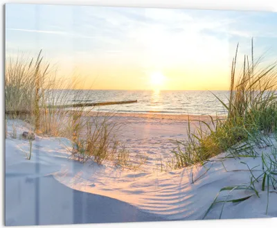Produktbild von DEQORI Küchenrückwand Glas 80x60 cm 'Abendsonne an der Ostsee' Spritzschutz Bad Rückwand