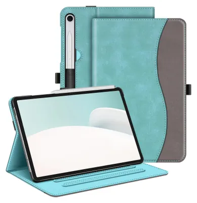 Produktbild von Fintie Hülle für Samsung Galaxy Tab S10 Lite/S10 FE/S9 FE 10.9" & S9 11" Tablet, Multi-Winkel Folio Schutzhülle mit Dokumentenfach und Auto Schlaf/Wach Funktion, Jeansoptik Türkis