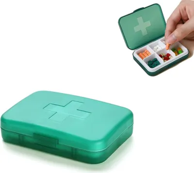 Immagine prodotto di Portapillole settimanale 6 scomparti per 7 giorni verde scuro