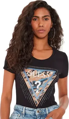 Produktbild von Guess Damen T-Shirt mit G-Logo-Print, Strass-Details und sportlichem Design