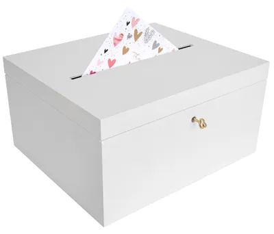 Productafbeelding van Creative Deco Afsluitbare Bruiloft Houten Doos, 29 x 25 x 15 cm, Wit