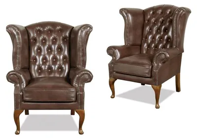 Obrázek produktu pro Chesterfield křeslo s ušima, křeslo Queen, v antickém stylu, pohovka, čalouněné, k televizi,  nábytek
