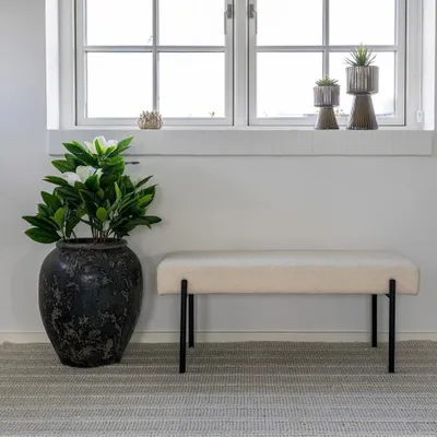 Produktbild von Design Sitzbank NORDIC 100cm weiss Bouclé