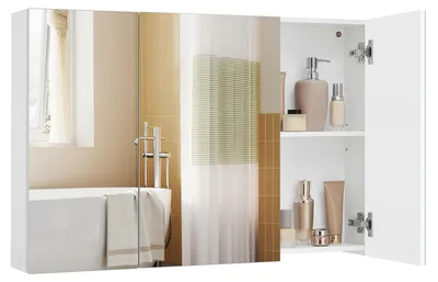 Produktbild von Wandschrank Badezimmer mit Spiegel, 3 Türen, 15 x 90 x 60 cm