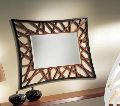 Immagine prodotto di Specchio da parete, legno, design moderno. Specchio da appendere, ideale per l'arredamento. Dimensioni: 111x89 cm