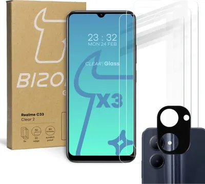 Produktbild von BIZON Clear 2 3x Bildschirmglas + Kameraglas für Realme C33
