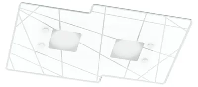 Immagine prodotto di Plafoniera Contemporanea Focus Metallo Bianco Vetro 2 Luci Gx53