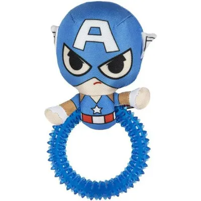 Immagine prodotto di Giocattolo per cani Captain America - Robusto anello per la dentizione con squeaker