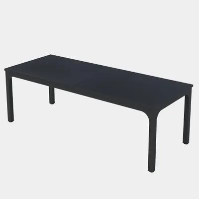 Image de Bureau double pour 2 personnes - Bureau informatique / espace de travail - Extra long, 200 cm - Rectangulaire - Bois de bouleau - Noir