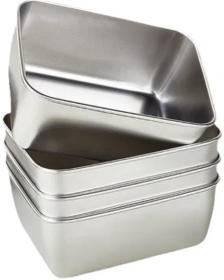 Image de Lot de 6 boîtes de rangement en acier inoxydable, boîtes à lunch, récipients pour le réfrigérateur, vaisselle et boîtes à fruits hermétiques pour un usage domestique.