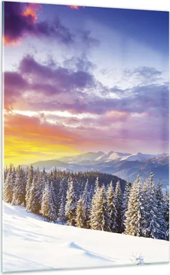 Produktbild von Bilder auf glas - Einteilig - Berge Schnee Winter - 70x100cm - Glasbilder - Wandbilder - Bilder - zum Aufhängen bereit - Wanddekoration aus Glas - Glas Bilder - Wandbild auf Glas - GPA70x100-3605