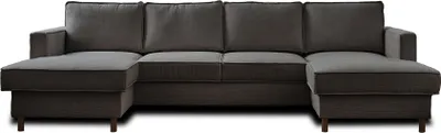 Image de Lisa Design Jake - canapé panoramique en U - 7 places - convertible avec coffre - en velours côtelé , Gris foncé