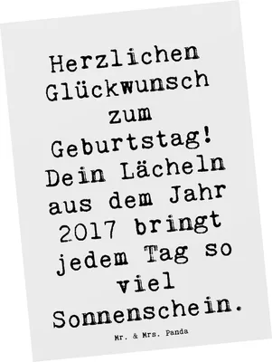Produktbild von Mr. & Mrs. Panda Fotokarte Spruch 2017 Geburtstag Lächeln - Weiß - Geschenk, Geburtstagsfeier, Grußkarte, Glückwunsch, strahlendes, Geburtstagsgeschenk, Kunstkarten