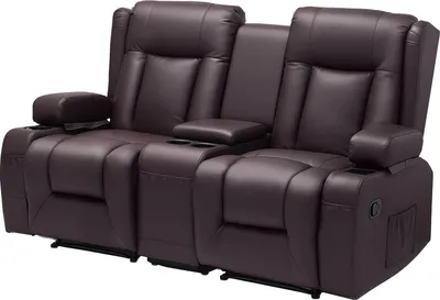 Produktbild von Relaxsofa - Reclinersofa - Zweisitzer - Verstellbare Liegefunktion - Mittelkonsole - USB-Ladeanschlüsse - Getränkehalter - PolyurethanKunstleder