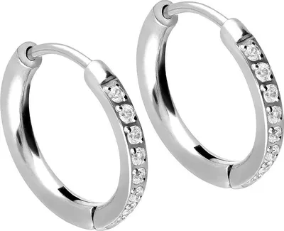 Produktbild von Chirurgenstahl Ohrclicker Creolen EINGEFASSTE KRISTALLE Silber Innendurchmesser: 10 mm