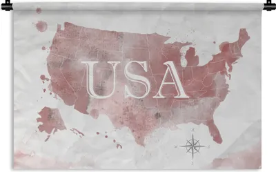 Produktbild von MuchoWow® Wandteppich Wandbehang Karte - Amerika - Aquarell 60x40 cm Tapisserie Dekoration Wandtuch - Wanddekorationen