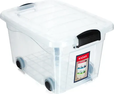 Produktbild von KADAX Kunststoffbehälter mit Rollen, Ordnungsbox, Aufbewahrungsbox mit Transparent Deckel, 20L