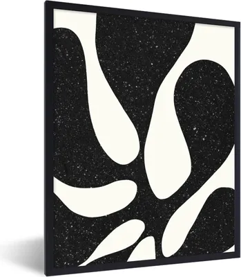 Produktbild von MuchoWow® Gerahmtes Poster Pflanze - Schwarz - Minimalismus 60x80 cm - Poster mit Schwarzem Bilderrahmen Wandposter Rahmen Foto Bilder - Premium - Wanddeko Wohnzimmer