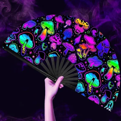 Productafbeelding van joonnair UV Glow Rave Opvouwbare handwaaier, rave-waaier, grote rave-clack voor dans, drag queene, party, muziekfestival, prestaties, carnaval, huwelijksgeschenken