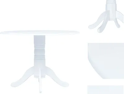 Zdjęcie produktu dla vidaXL Stół do jadalni biały 106 cm lite drewno kauczukowe - Stoły do jadalni