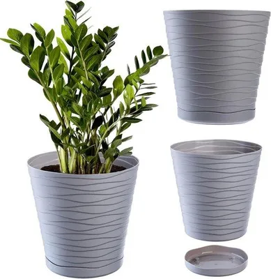Obrázek produktu pro Kulatý plastový květináč 11 cm, šedý