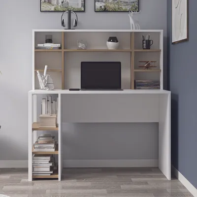 Produktbild von Skye Decor, Hochwertiger Schreibtisch (Elterncode) - 100% Melamin, Weiß & Walnuss