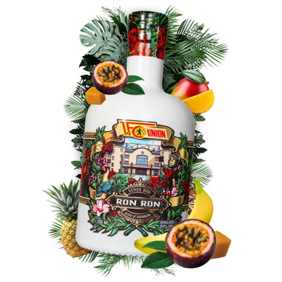 Produktbild von Ron Ron 1. FC Union Berlin Limited Edition – Fruchtiger Premium Rumlikör (34 %) – Rum-Blend mit tropischem Geschmack, Sherry Cask gereift – Fanflasche