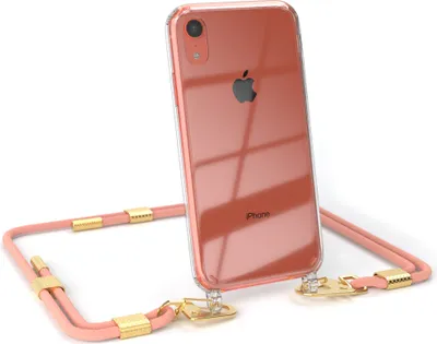 Produktbild von EAZY CASE Handykette für Apple iPhone XR, Transparente Silikonhülle mit Band, Clear Case, abnehmbar in  Rosa