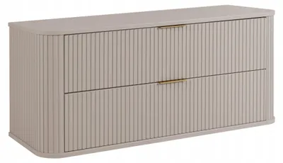 Zdjęcie produktu dla Szafka Łazienkowa Wisząca Pod Umywalkę 120 Cm Kaszmir Ryflowane Fronty Mdf