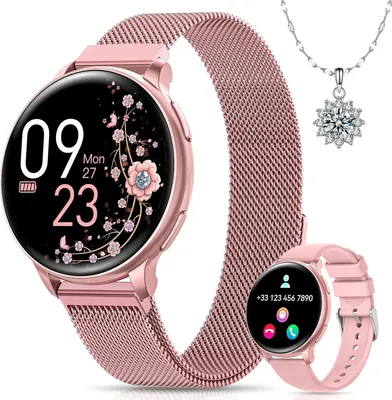 Produktbild von Banlvs Damen Smartwatch, 1.27" HD, 110 Sportmodi, Herzfrequenz, Schlafmonitor, Zyklus, SPO2, BMI, IP68, für Android iOS