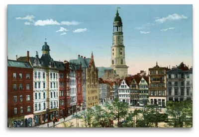Produktbild von Premium Textil-Leinwand 120x80cm quer Premium Textil-Leinwand 120 cm x 80 cm quer Grossmarkt mit Blick auf die Michaelis Kirche | Wandbild, HD-Bild auf Keilrahmen, Fertigbild auf hochwertigem Vlies, Leinwanddruck von Jens Siebert