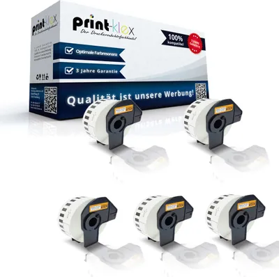A product shot of multiple label rolls and their packaging.