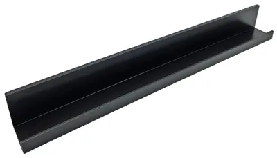 A black shelf or ledge is shown against a white background.